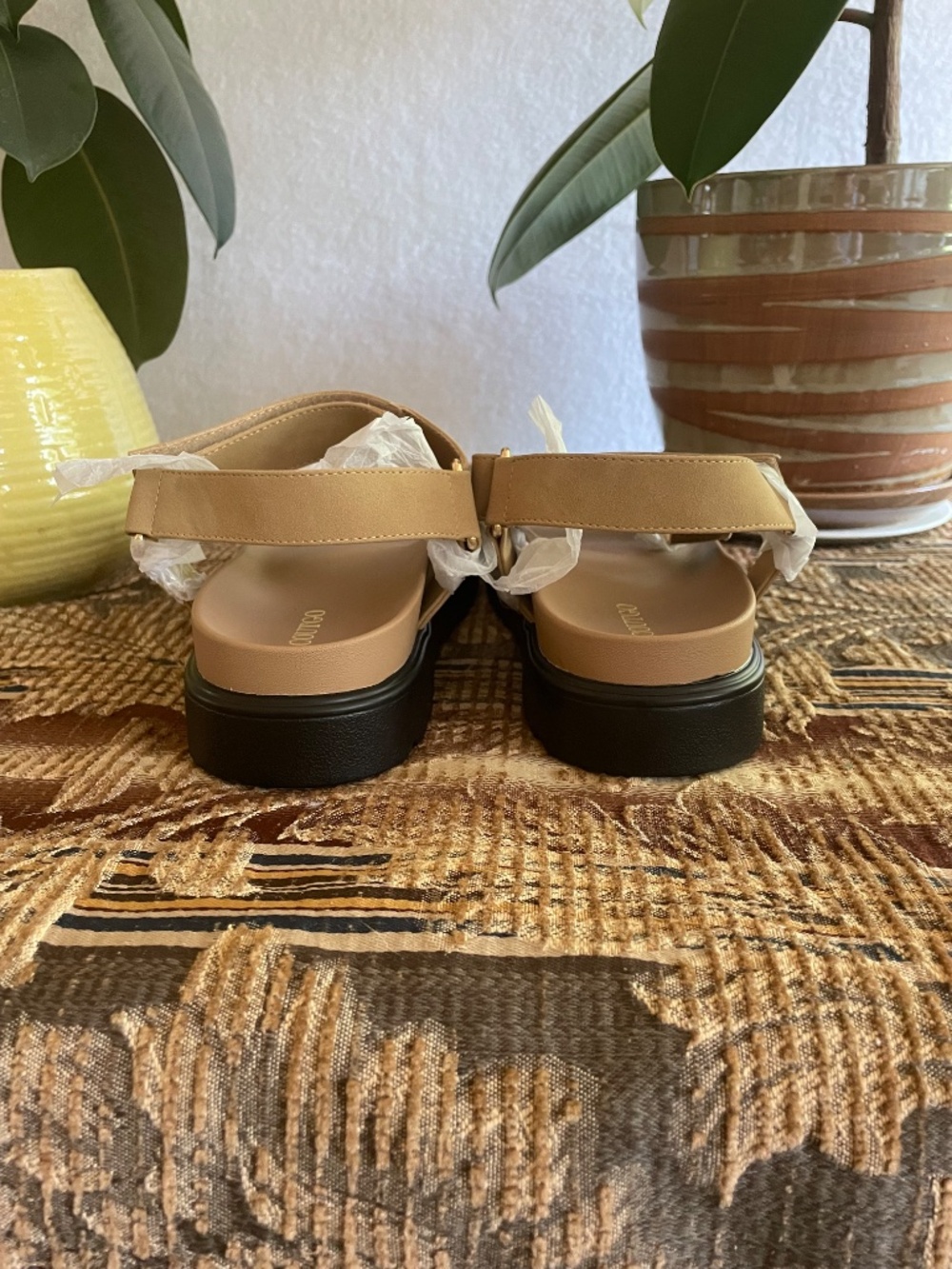 NWT Coutgo Tan Ankle Strap Platform Vegan/Faux Leather Sandals - size 8.5 - Picture 6 of 8